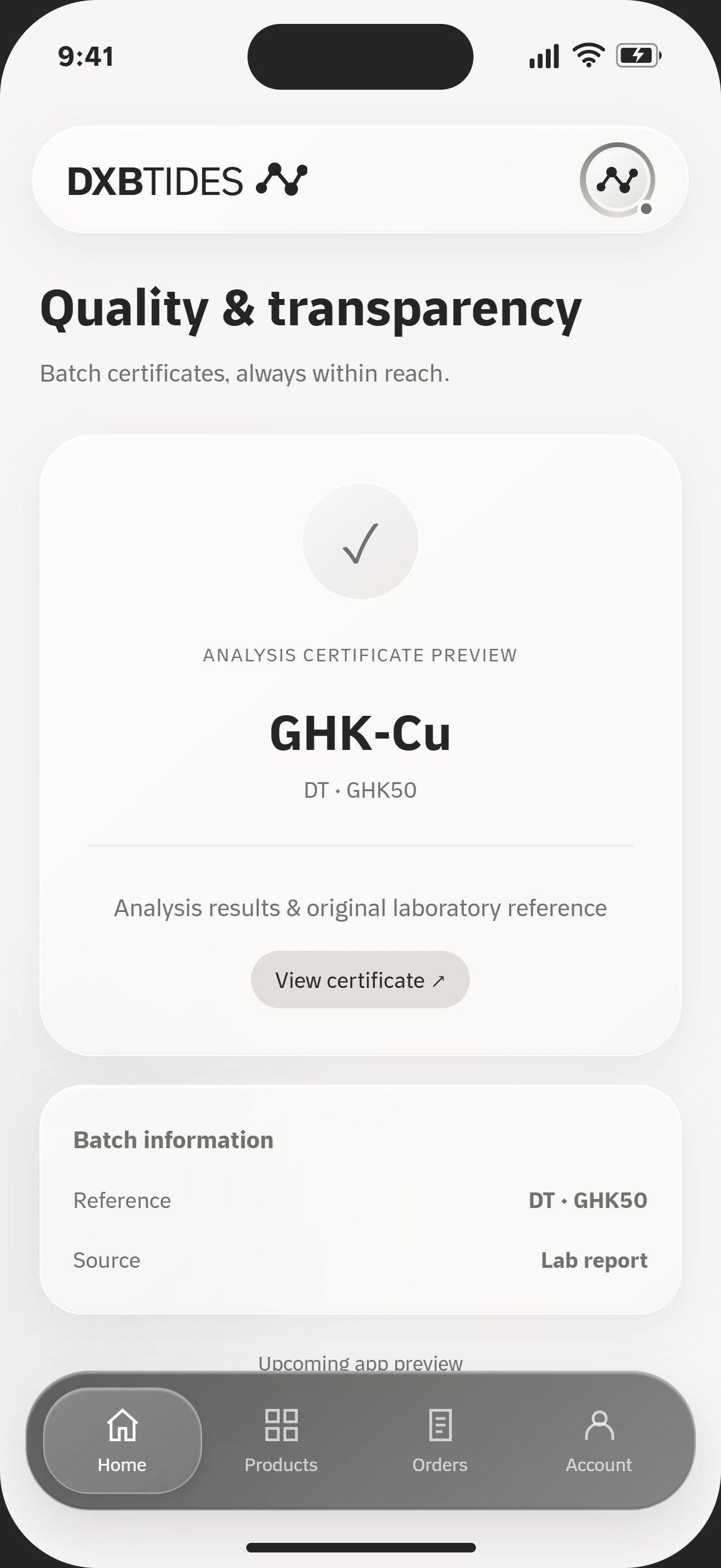 App analysis certificates preview
